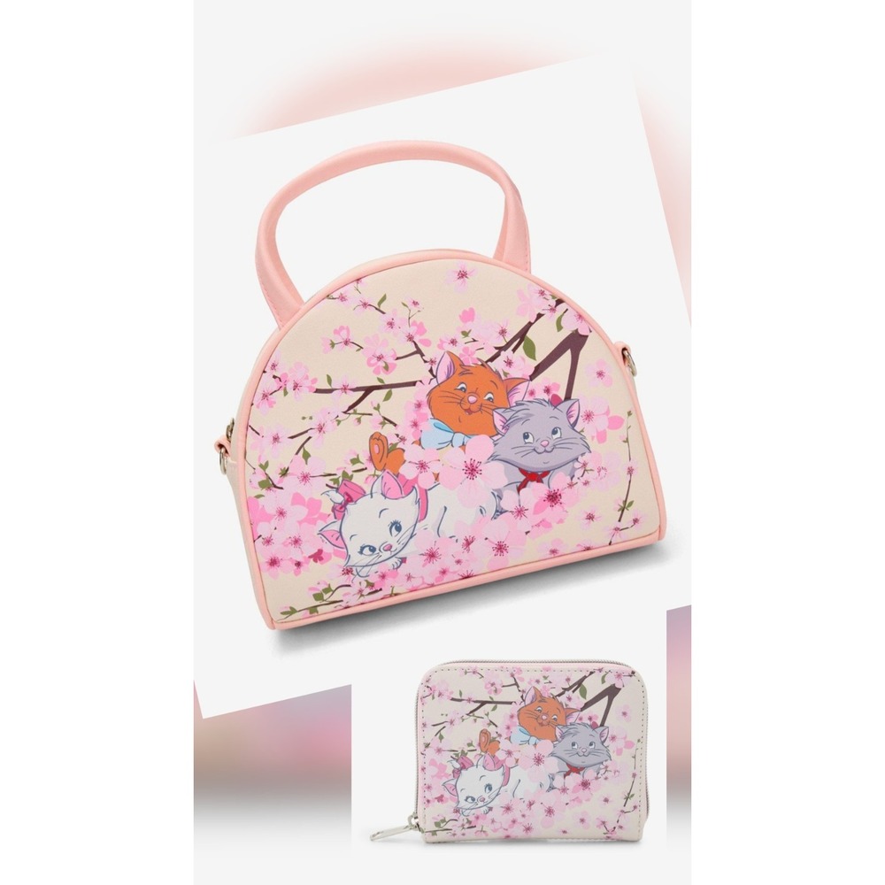 Loungefly Disney The Aristocats Kittens Cherry Blossom Crossbody Bag &‎ WALLET